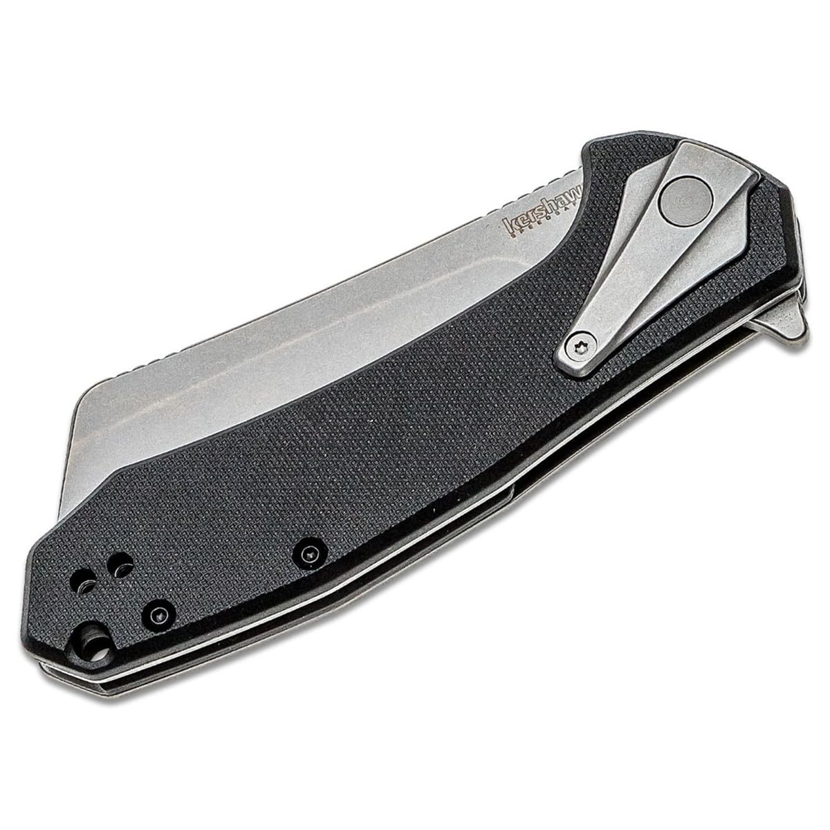 Kershaw Pocketknife Bracket, 3.4" 8Cr13MoV Stainless Steel Cleaver Blade, Assisted One-Handed Flipper Opening, Folding EDC, Frame Lock, Black