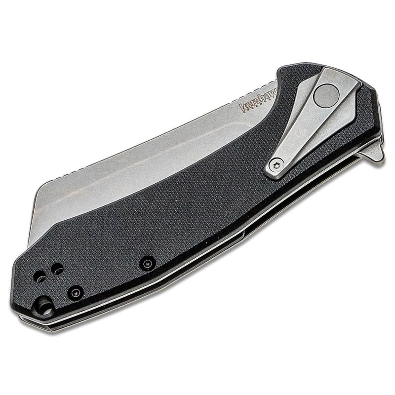 Kershaw Pocketknife Bracket, 3.4" 8Cr13MoV Stainless Steel Cleaver Blade, Assisted One-Handed Flipper Opening, Folding EDC, Frame Lock, Black