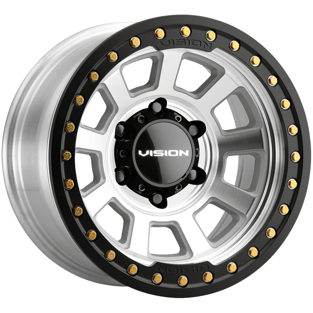350 OJOS BEADLOCK Vision Custom Wheel - 17x9, -40 Offset, 6x139.7 Bolt Pattern, 106.2mm Hub - Machined with Satin Black Beadlock Ring Rim