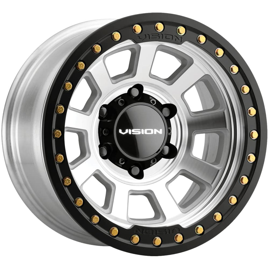 350 OJOS BEADLOCK Vision Custom Wheel - 17x9, -40 Offset, 6x139.7 Bolt Pattern, 106.2mm Hub - Machined with Satin Black Beadlock Ring Rim