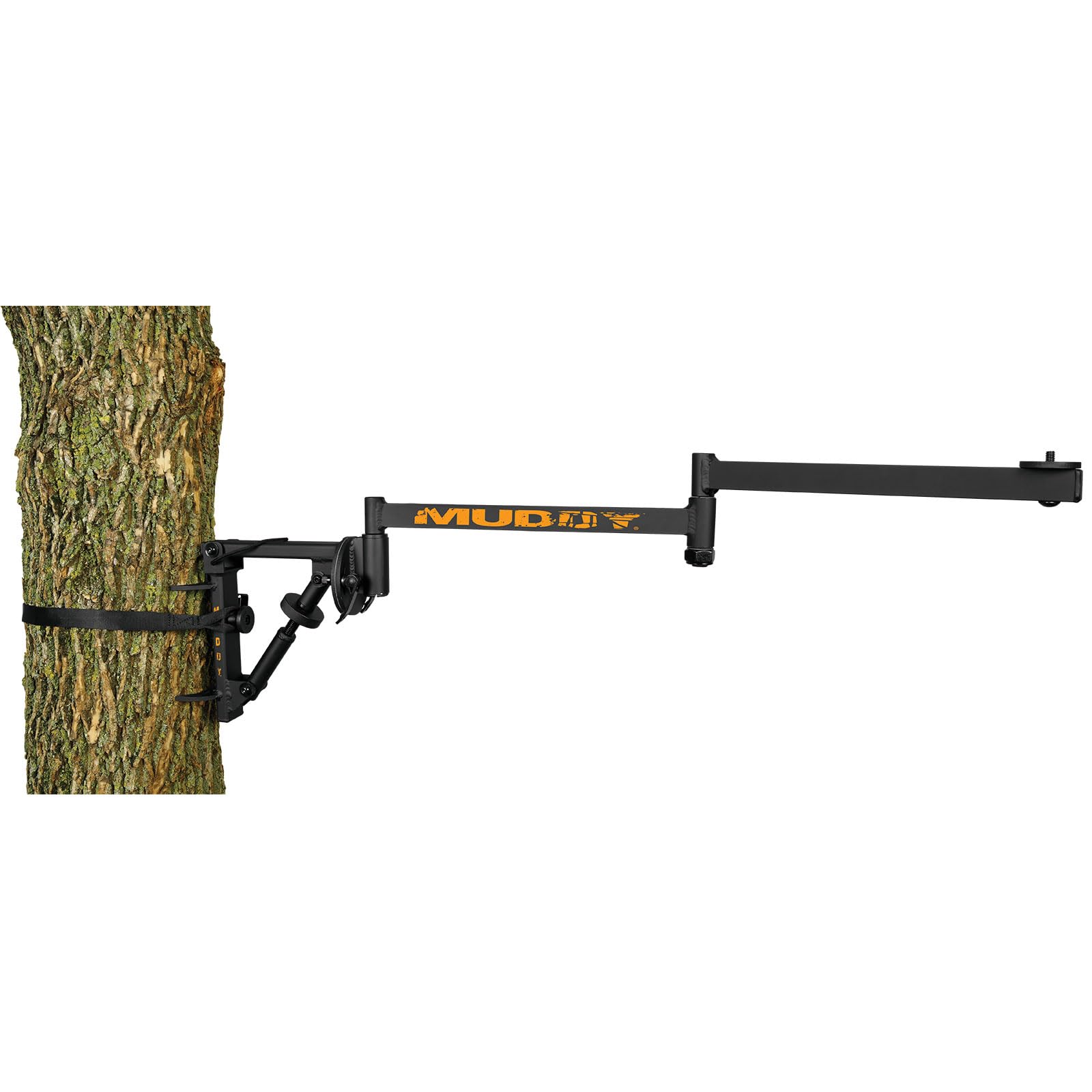 Camera Arm Muddy Outfitter with Steel Construction, 360-Degree Extension, Bubble Level, and Quick Release Lever Adjustments (Black)
