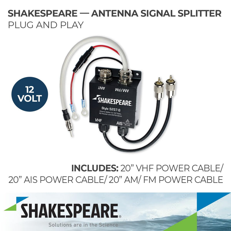 AIS, AM-FM, VHF Shakespeare Splitter