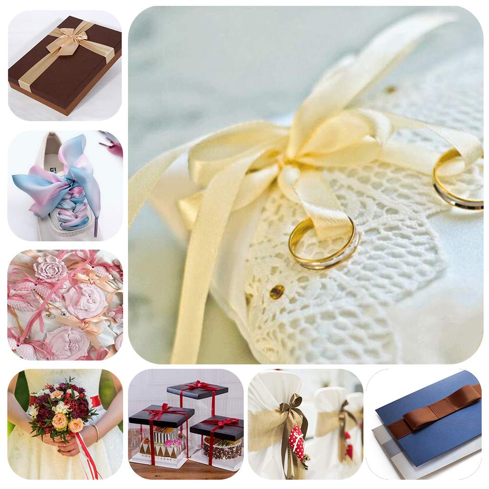 10 Rolls JEWELEADER 250 Yards Satin Ribbons 3/8" DIY Craft Fabric Ribbon for Making Bows Wedding Party Christmas Decorations Gifts Wrapping Packaging Each Roll About 25 Yards Dark Tone