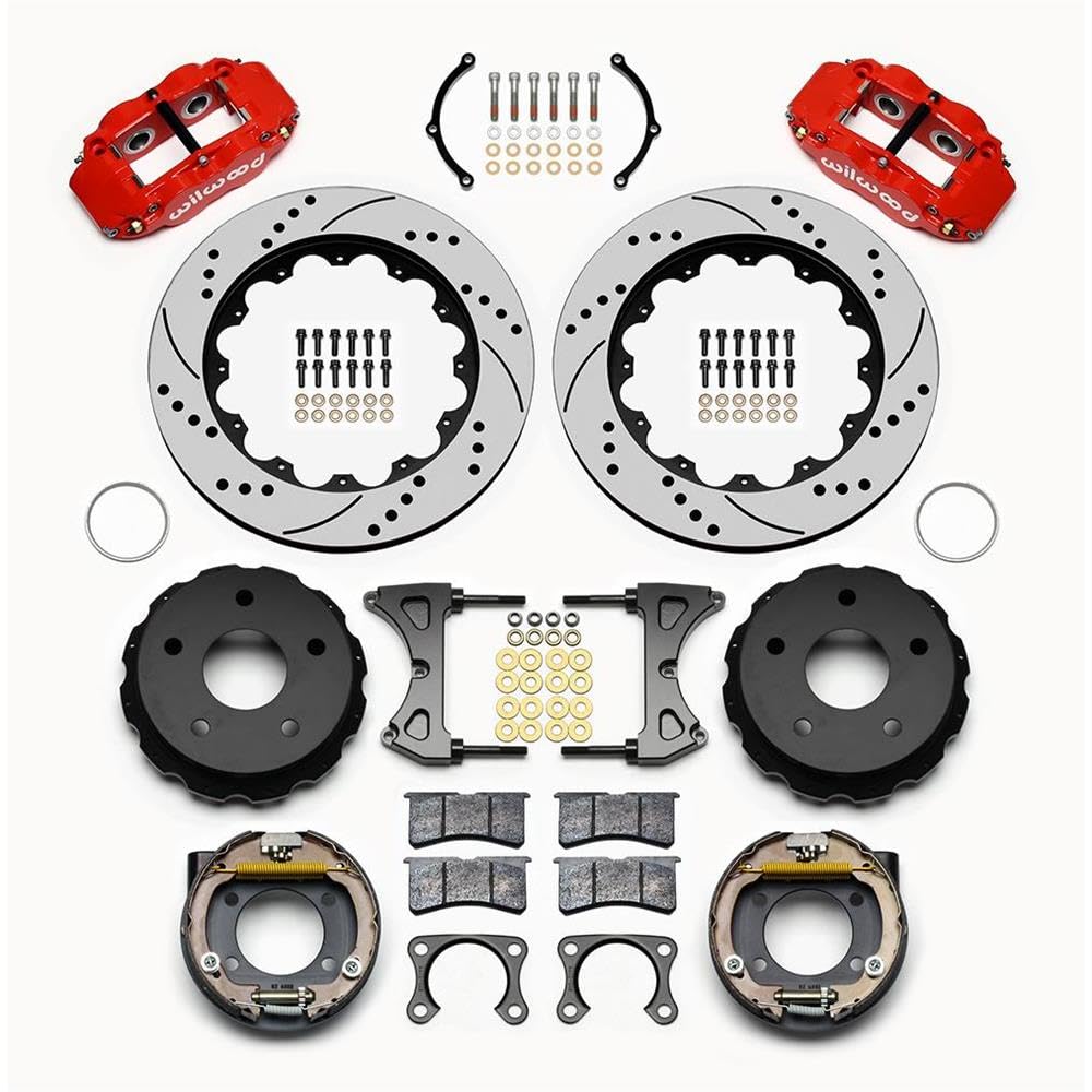 WILWOOD KIT,140-13333-DR REAR,DISC/DRUM,BIG FORD2.36 OFF,FNSL4R,5x5.50 BC,14.00 ROTOR,DRILLED,RED