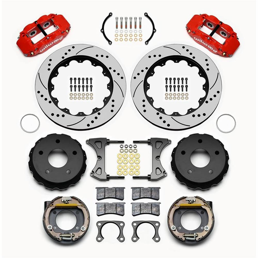 WILWOOD KIT,140-13333-DR REAR,DISC/DRUM,BIG FORD2.36 OFF,FNSL4R,5x5.50 BC,14.00 ROTOR,DRILLED,RED