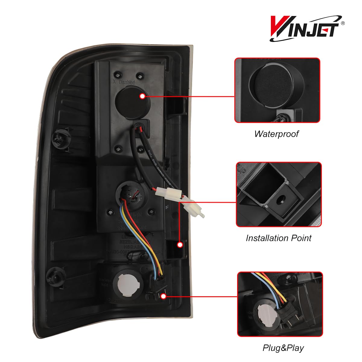 LED Taillights Winjet for [2007-2013 Chevy Silverado 1500] [2007 2008 2009 2010 2011 2012 2013 2014 Silverado 2500/3500] Rear Lamps Driver and Passenger Side Clear