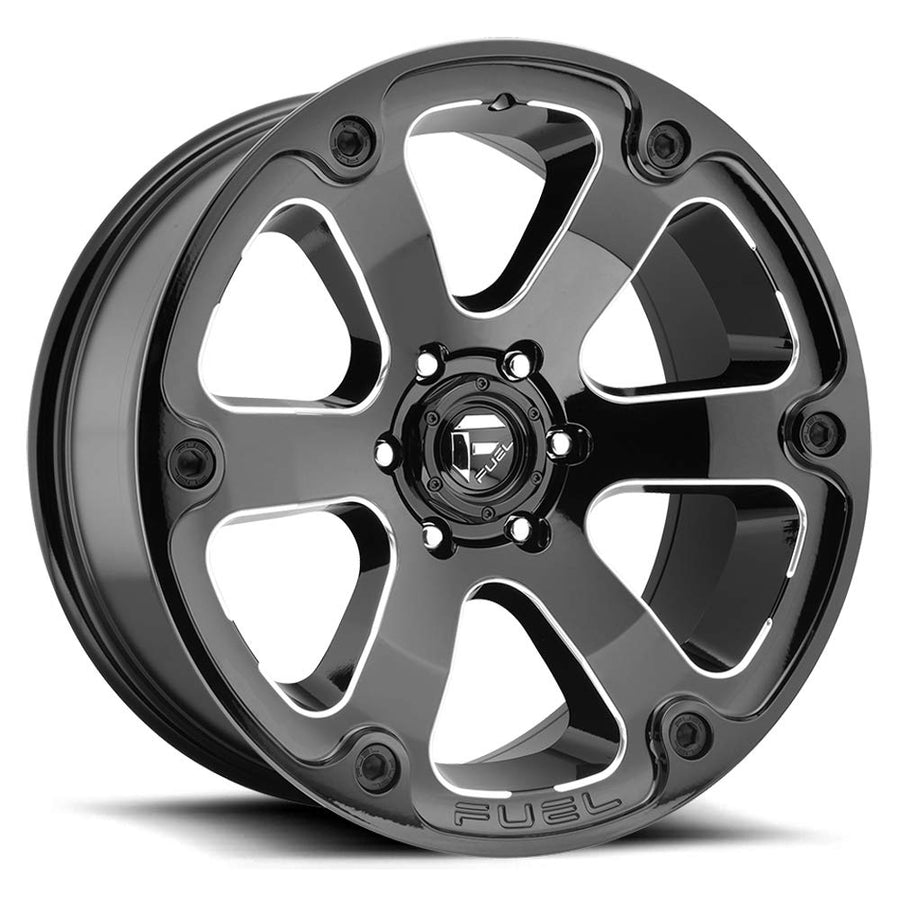 1PC FUEL BEAST 20x9 6x139.70 GLOSS BLACK MILLED (20 mm) 20" Rim