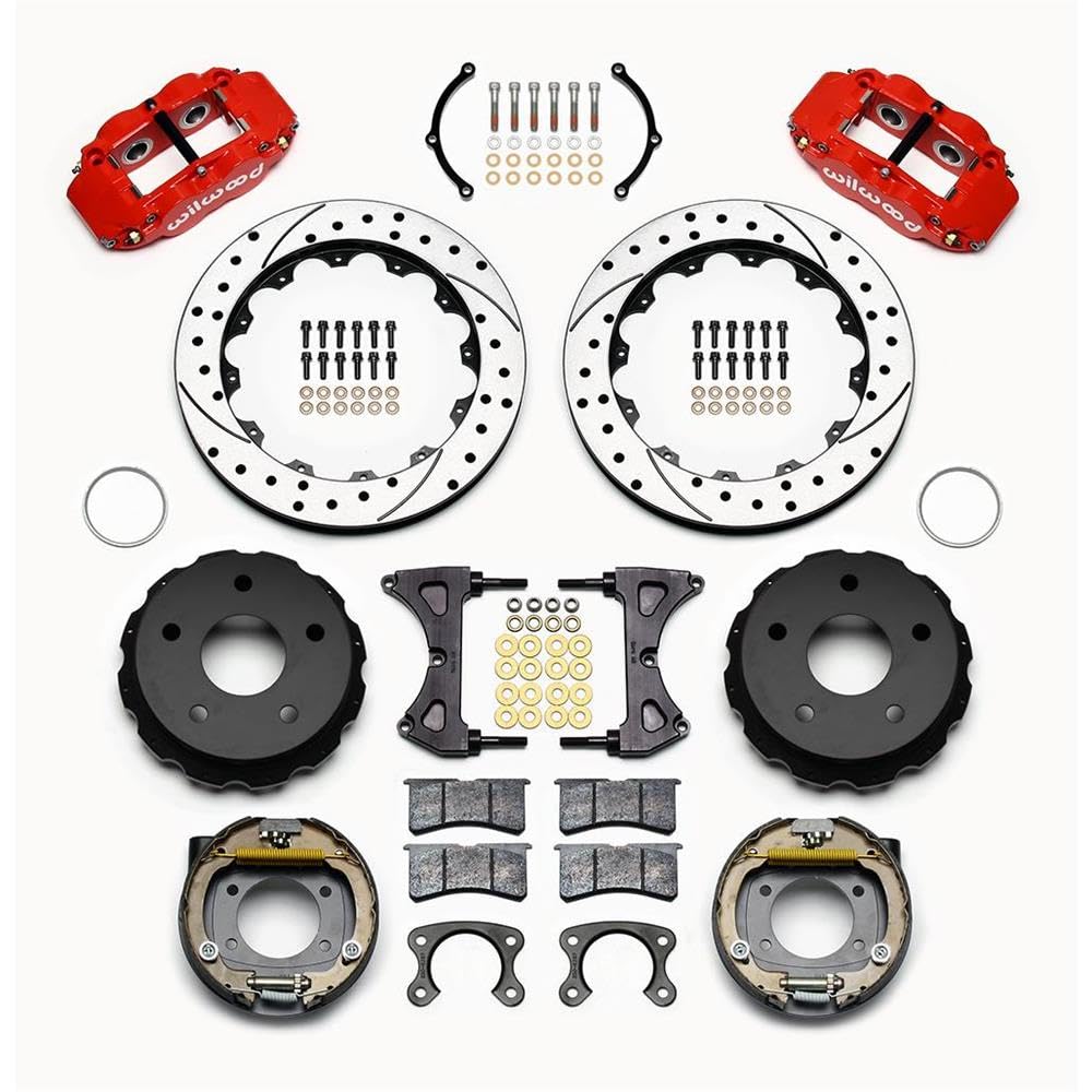 Rear P-Brk Kit, FNSL4R, 12.88", Drilled, Red