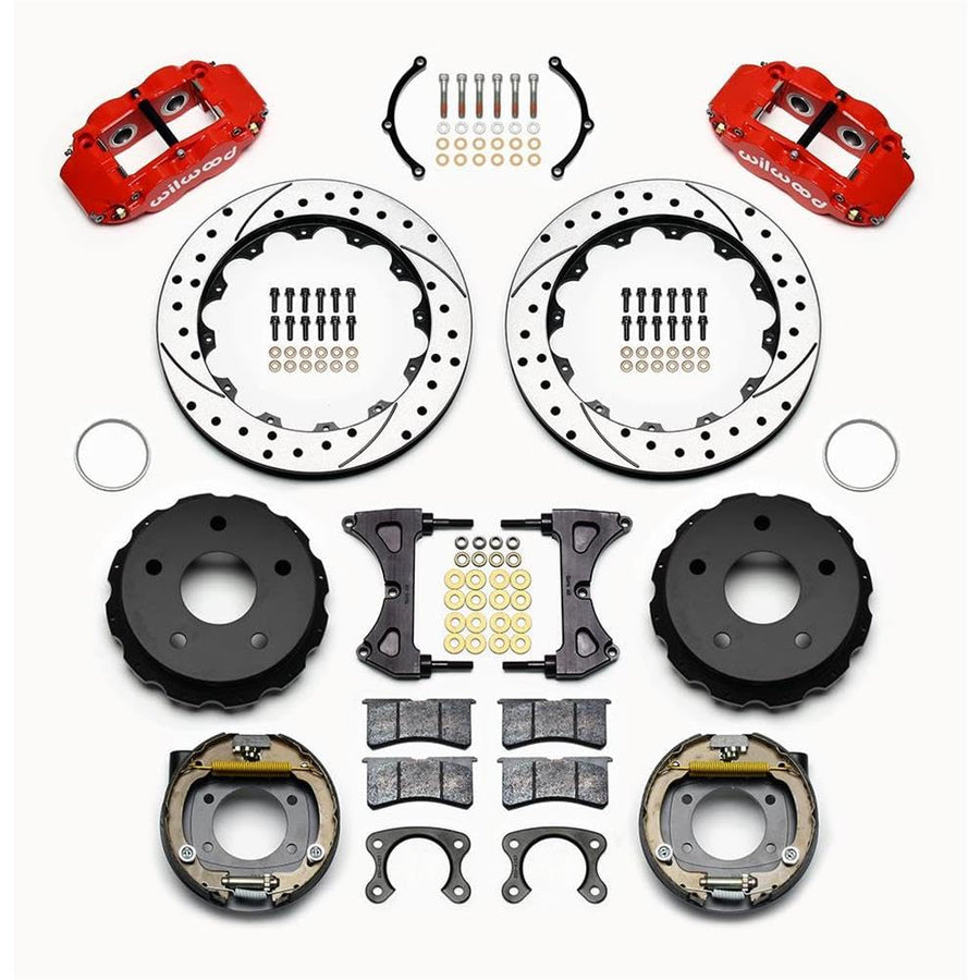 Rear P-Brk Kit, FNSL4R, 12.88", Drilled, Red
