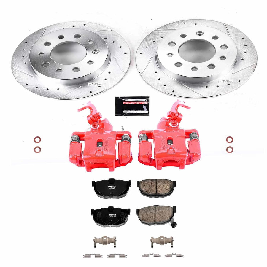 Power Stop Z23 Evolution KC170 Rear Brake Caliper Kit- Brake Rotors, Brake Pads, Brake Calipers For Hyundai Tiburon 2003 [Model Specific]