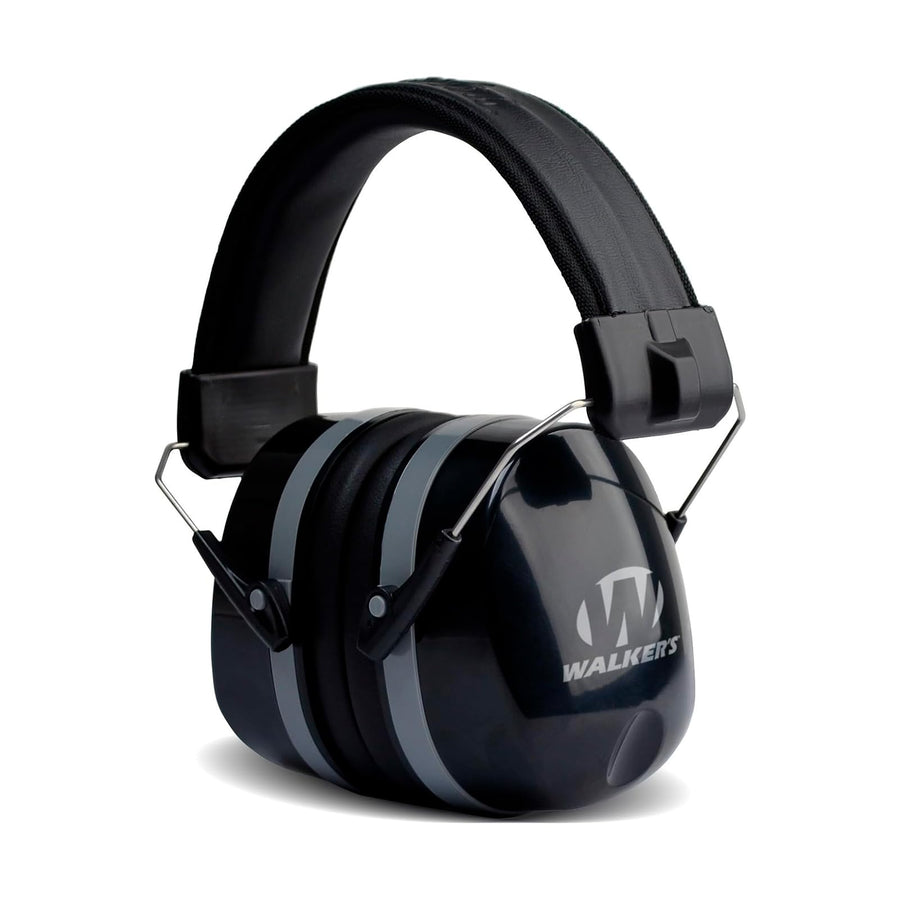 WALKER'S Passive Premium Folding Lightweight 32dB NRR Noise-Blocking Hunting Gun Range Shooting Hearing Protection Muff w/ Padded Headband & PVC Earpads