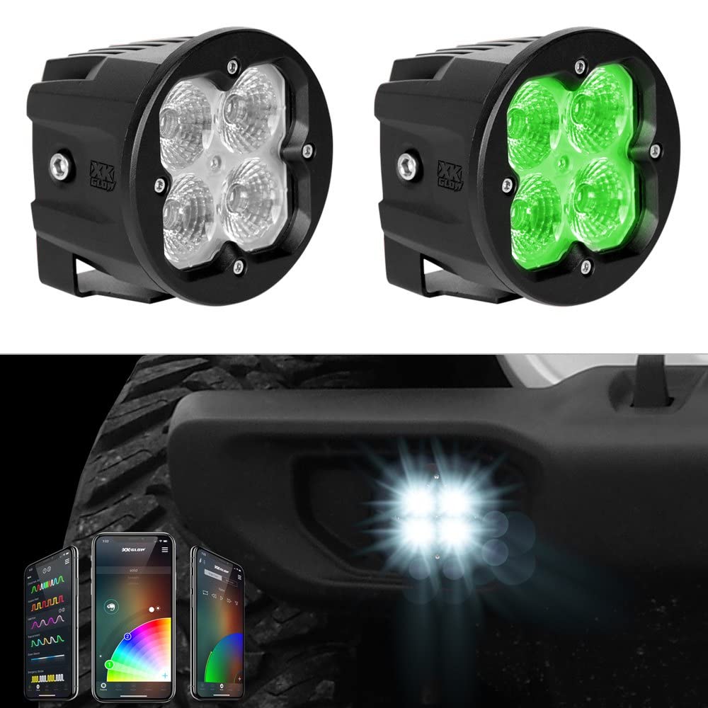 XKGLOW 2PC Fog Light Mount Cube Light Flood Beam SAE Bluetooth App Control