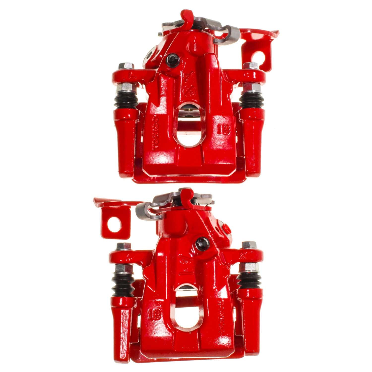 Rear Power Stop S15158 Pair of High-Temp Red Powder Coated Calipers