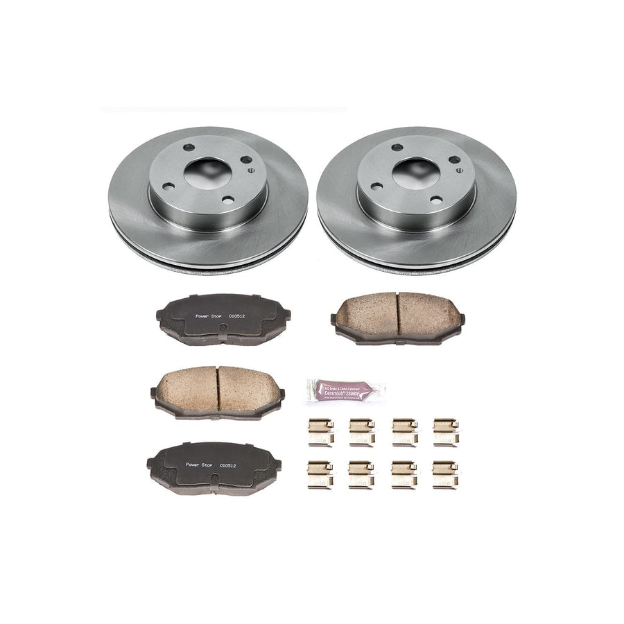 POWERSTOP Autospecialty KOE717 Front Replacement Brake Kit-OE Brake Rotors & Ceramic Brake Pads For Mazda Miata 1990-1993 [Model Specific]