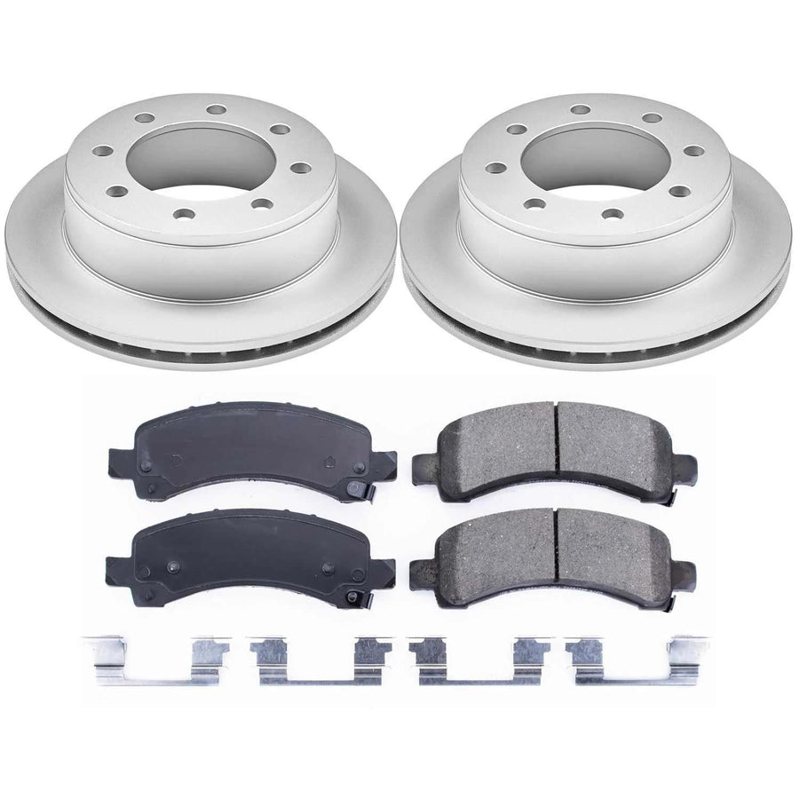 Power Stop CRK2043 Brake Rotor & Coated Ceramic Brake Pads- rear For Chevrolet Express 2500, Chevrolet Express 3500, GMC Savana 2500, GMC Savana 3500 [Model Specific]
