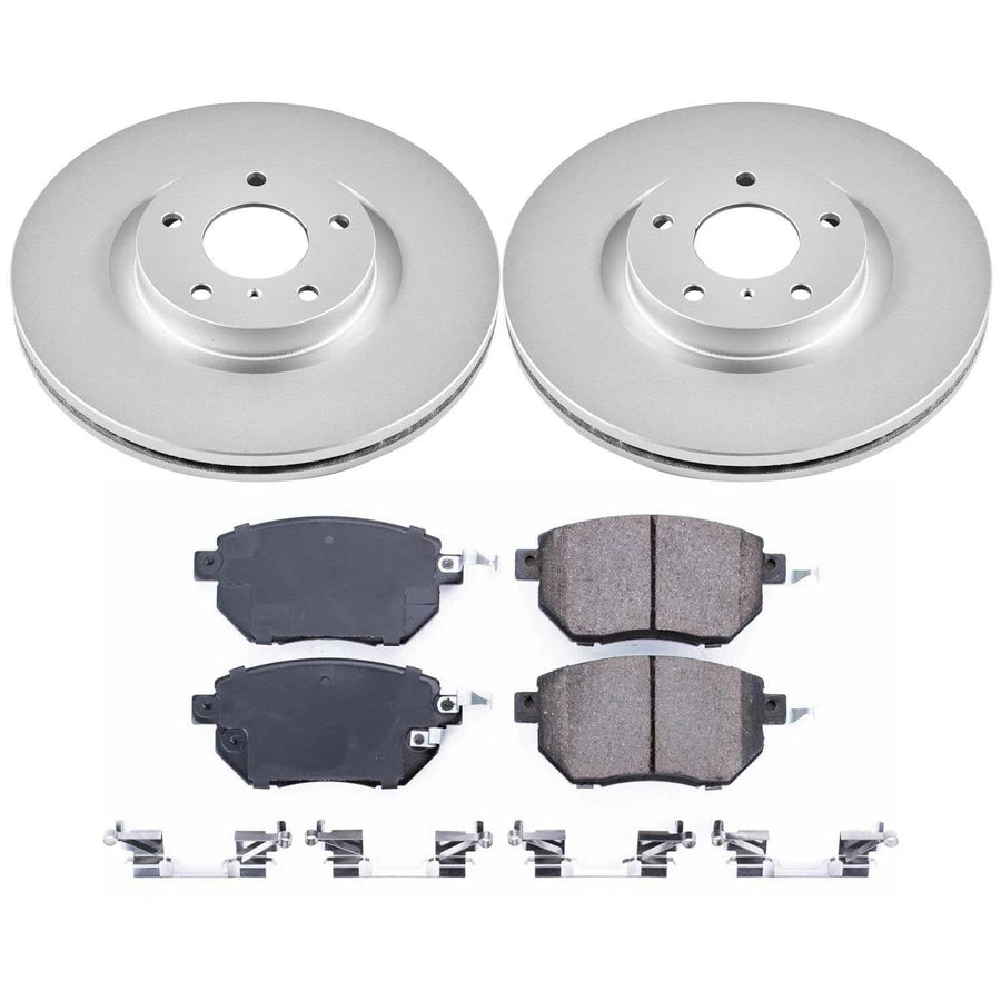 Power Stop Coated Brake Rotor CRK116 & Ceramic Brake Pads- front For Nissan Maxima 2007-2008, Nissan Murano 2006-2007 [Model Specific]