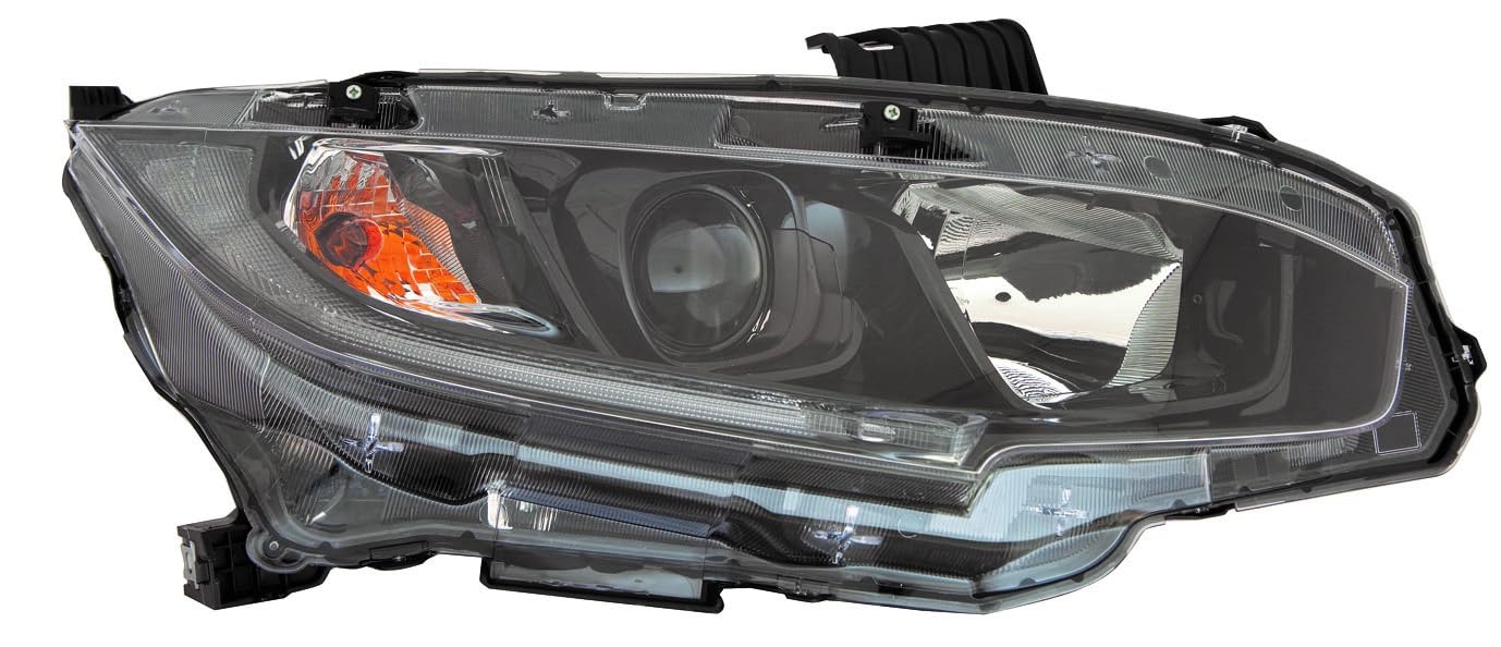 For Honda Civic Sedan/Coupe EX/LX/Sport 19-21 ACK Headlight Halogen EX/EX-L 1.5L Turbo / 2.0L ENG NA/JPN Built BLK Bezel Passenger Side CAPA | DOT Certified 33100-TBA-A31 | HO2503192C