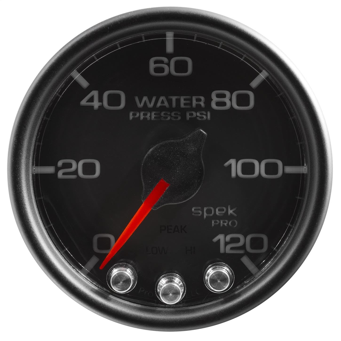 Gauge AutoMeter P34532 Water Press (Spek-Pro 2 1/16", 120Psi, Stepper Motorwith Peak & Warn, Blk/Blk, Spek-Pro)