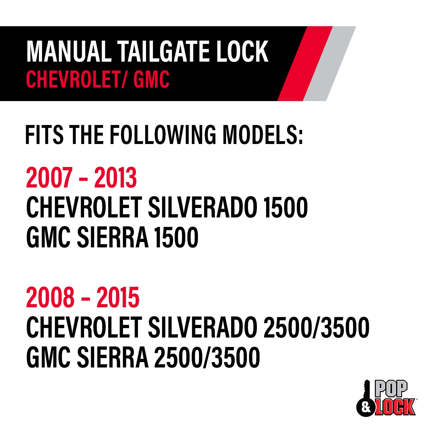 Manual Pop & Lock PL1300 Black Tailgate Lock for Chevy/GMC (New Body)