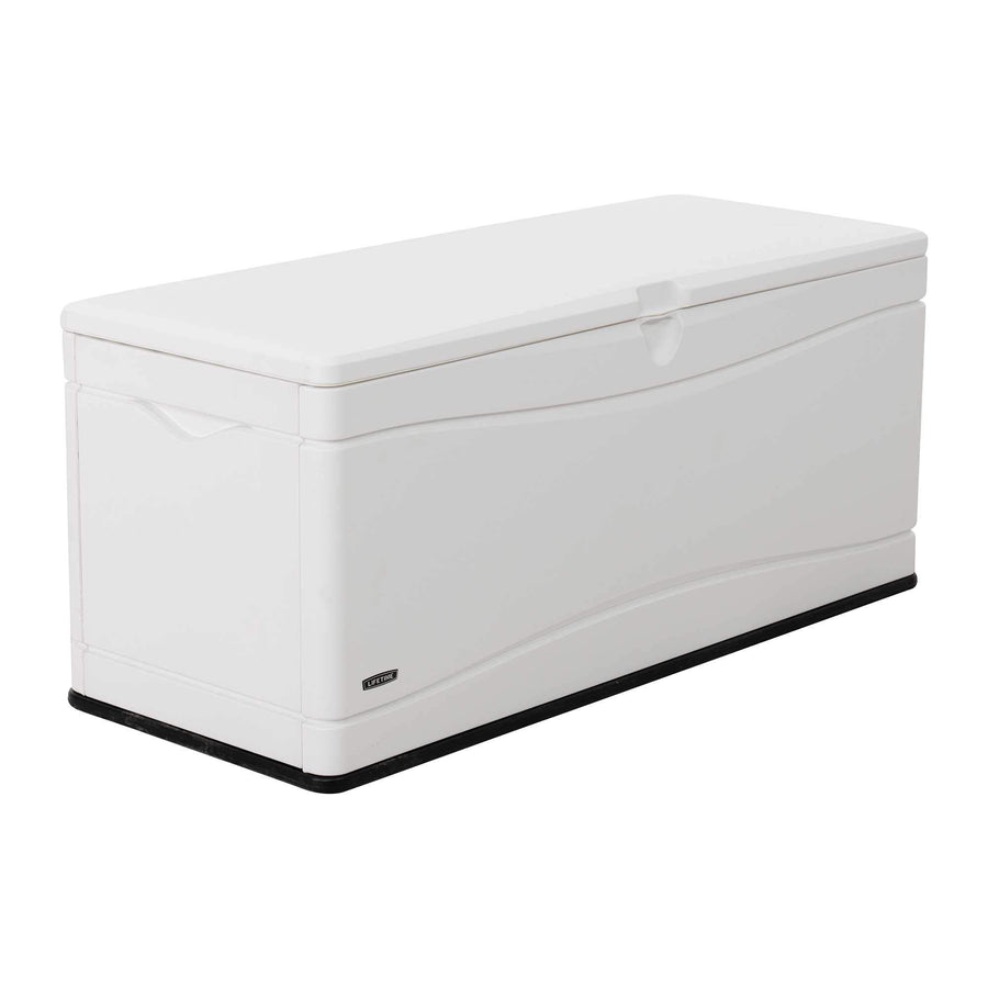 Outdoor Storage Deck Box LIFETIME, 130 Gallon, Arctic White, Lockable, UV-Protected, for Decks and Marine Docks