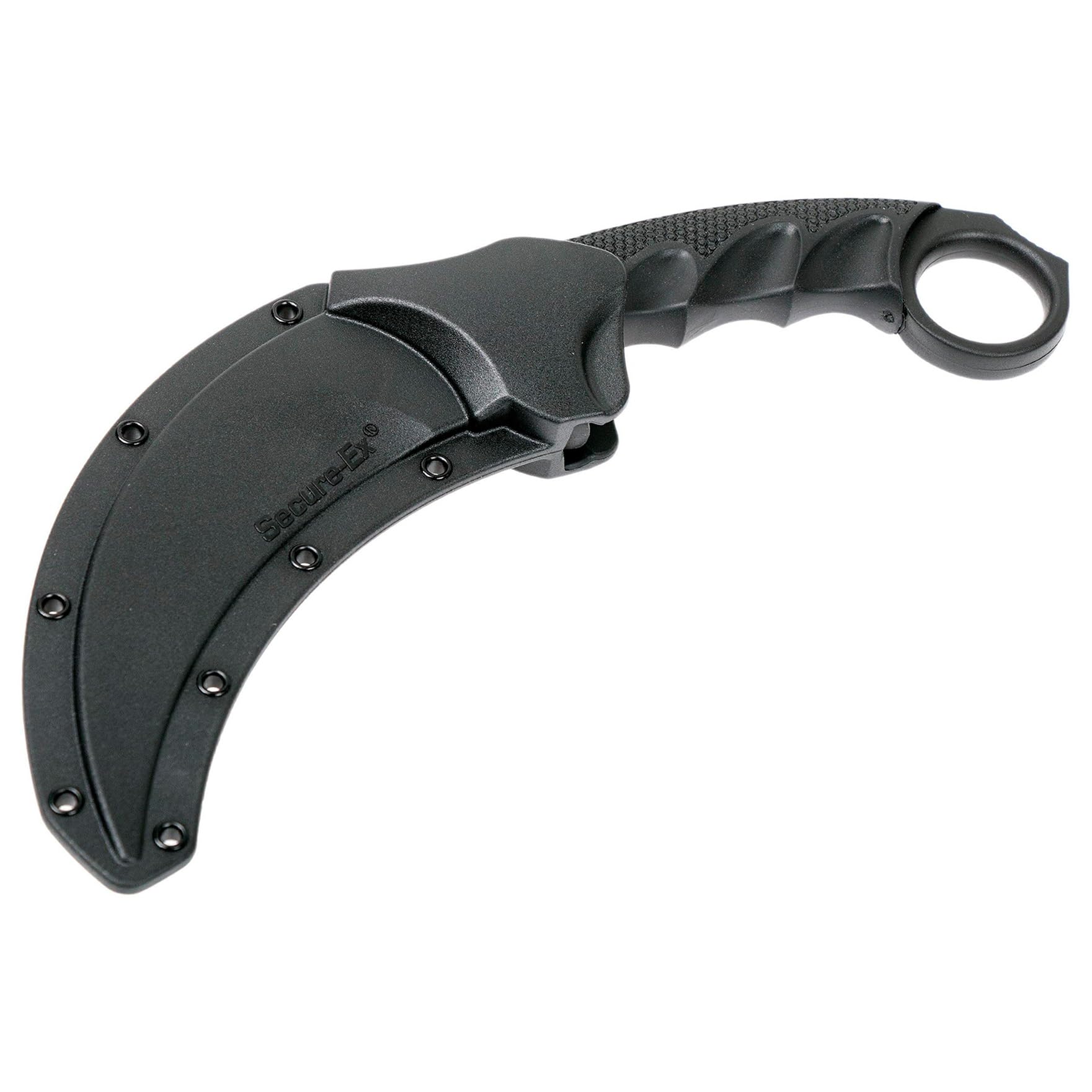 Tiger Cold Steel 4.75'' Japanese Aus8A Stainless Steel W/ Stonewashed Finish Karambit Shape Fixed Blade Tactical Hunting Knife, Kray-Ex Handle, Secure-Ex Sheath