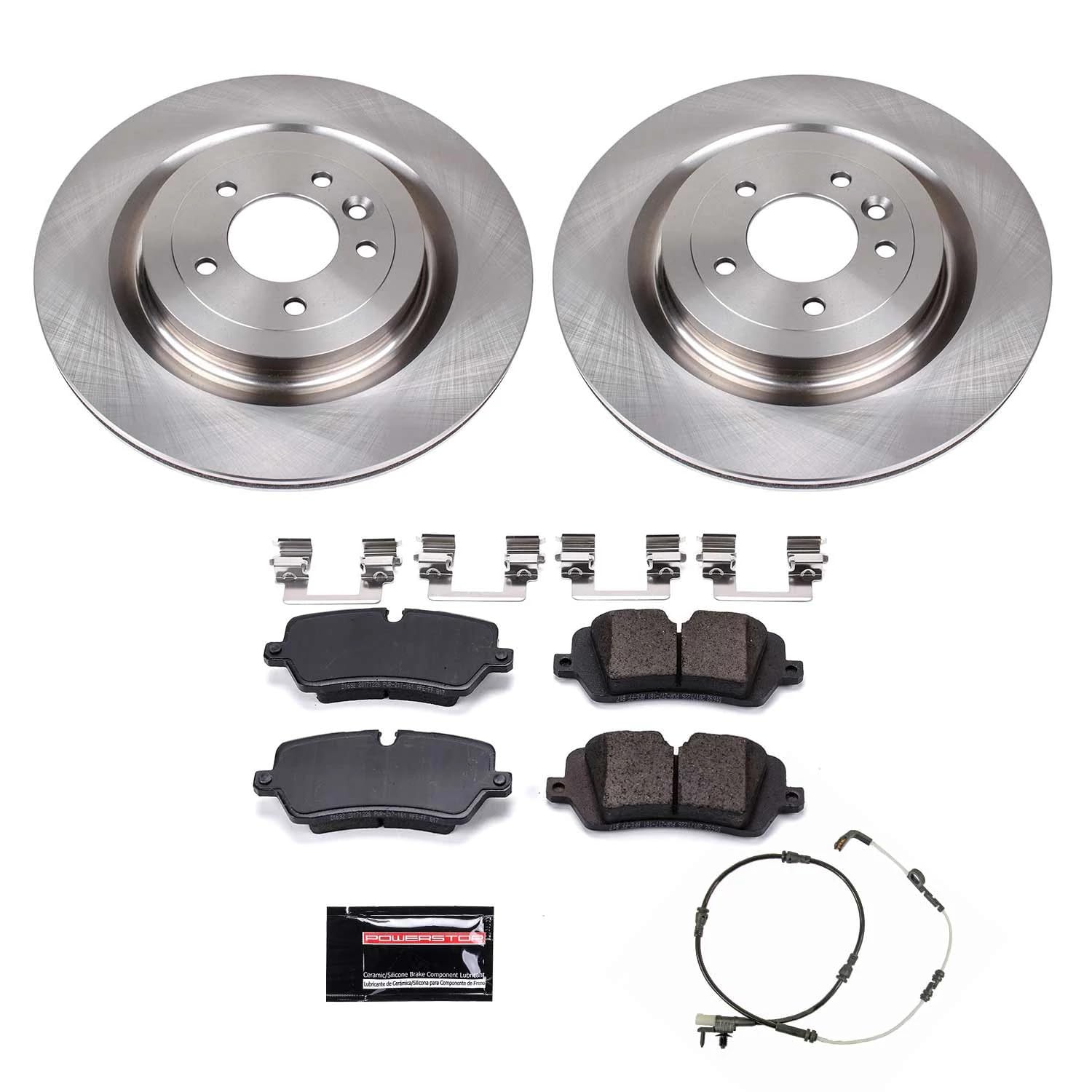 Power Stop KOE8385 Rear Replacement Brake Kit-OE Brake Rotors & Ceramic Brake Pads For Defender, Range Rover, Defender, Range Rover Sport [Model Specific]