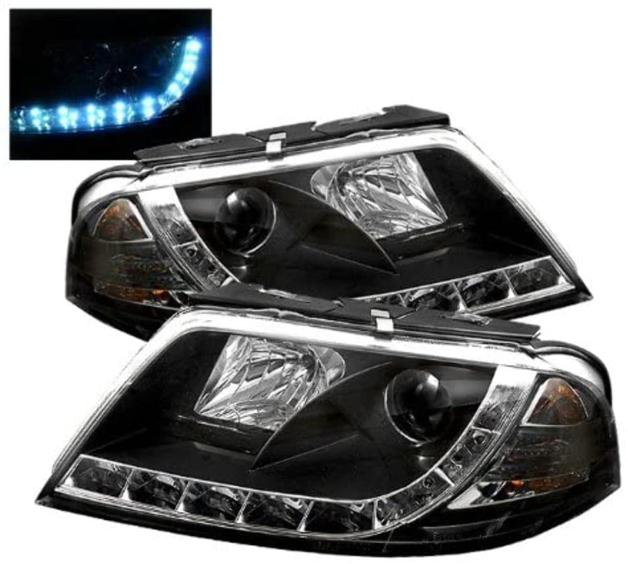 Volkswagen Passat 01-05 Spyder 5012302 Projector Headlights - DRL - Black - High H1 (Included) - Low H1 (Included)