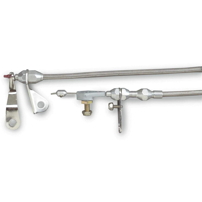 Kickdown Cable Kit Lokar XKD-20C4HT with Black Stainless Steel Housing and Black Aluminum Fittings for Ford C-4 Transmission