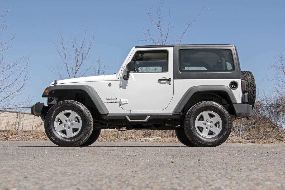 Contoured Rough Country Drop Steps for 07-18 Jeep Wrangler JK | 2 Door - 90763,Black