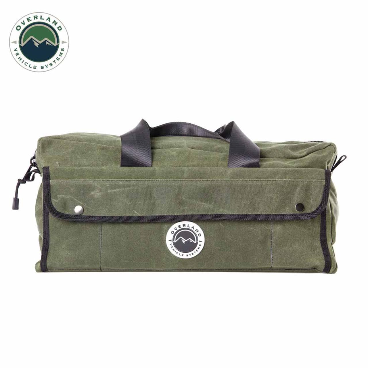 Overland Vehicle Systems Duffle Bag Small With Handle And Straps - #16 Waxed Canvas - Infused with Paraffin Wax Waterproofing - Tear Resistant Fabric