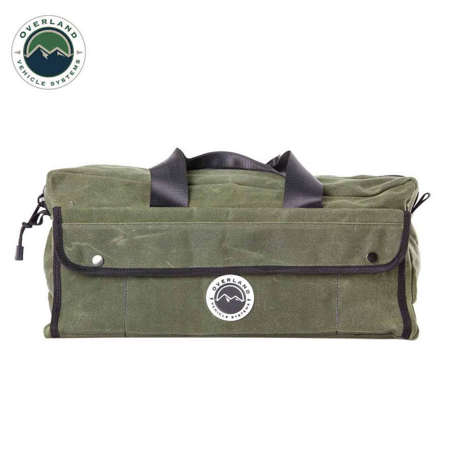 Overland Vehicle Systems Duffle Bag Small With Handle And Straps - #16 Waxed Canvas - Infused with Paraffin Wax Waterproofing - Tear Resistant Fabric