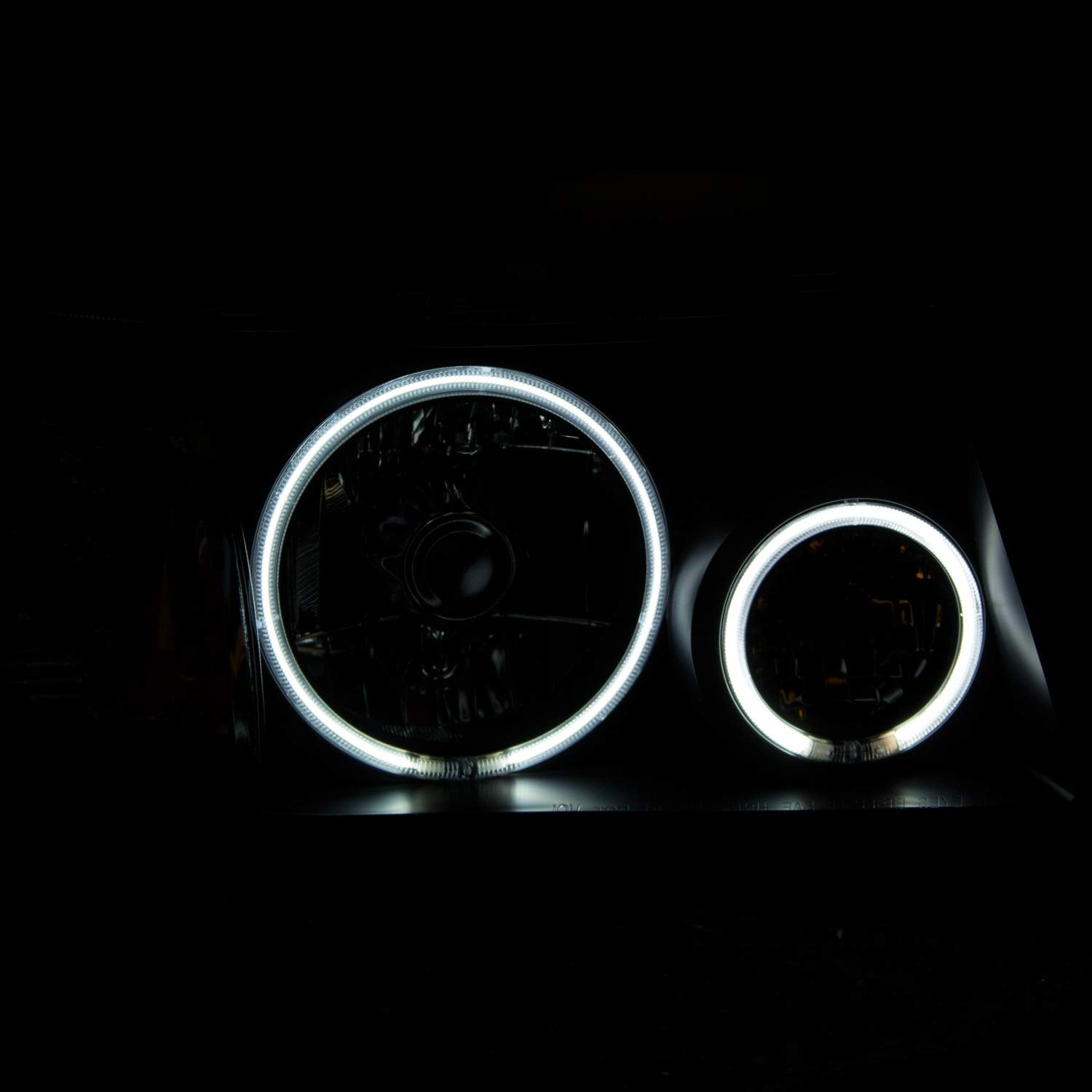 USA ANZO 111152 Ford Ranger 1 Pc. Crystal Black Clear Amber Headlight with Halo Assembly - (Sold in Pairs)