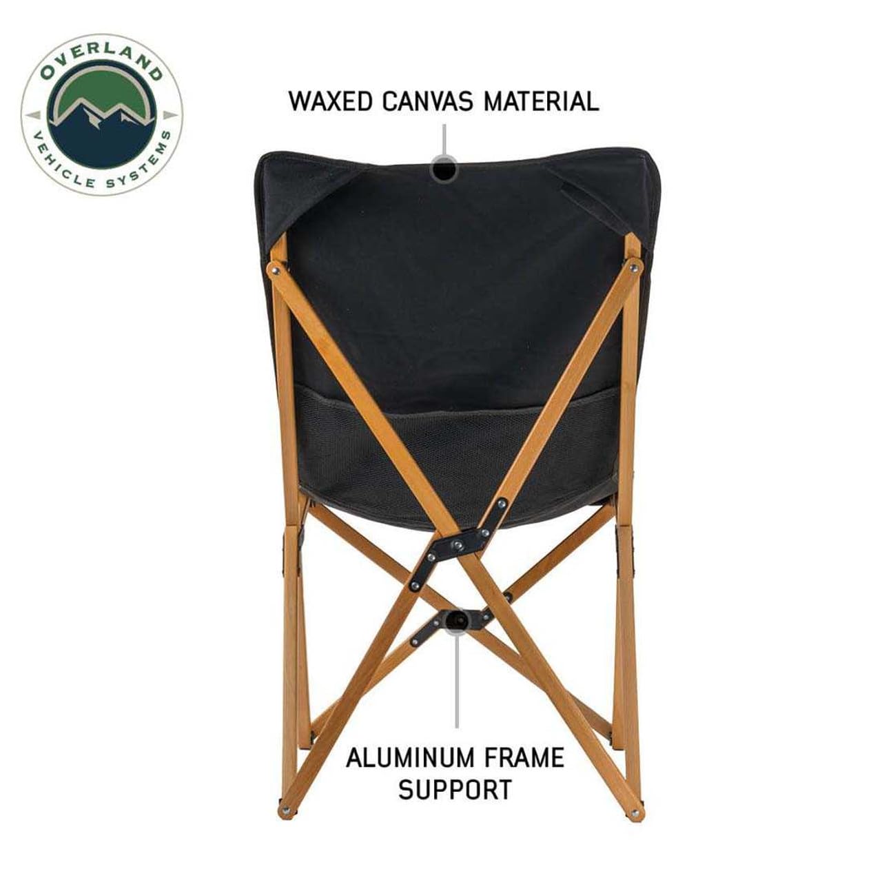 Kick It Camp Chair - Overland Vehicle Systems Black Canvas Body with Wood Base & Storage Bag