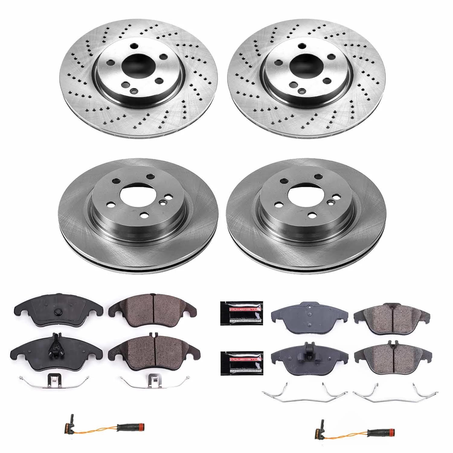 Power Stop KOE7760 Front and Rear Replacement Brake Kit-OE Brake Rotors & Ceramic Brake Pads For Mercedes C, Mercedes E350, Mercedes C350, Mercedes E400 [Model Specific]