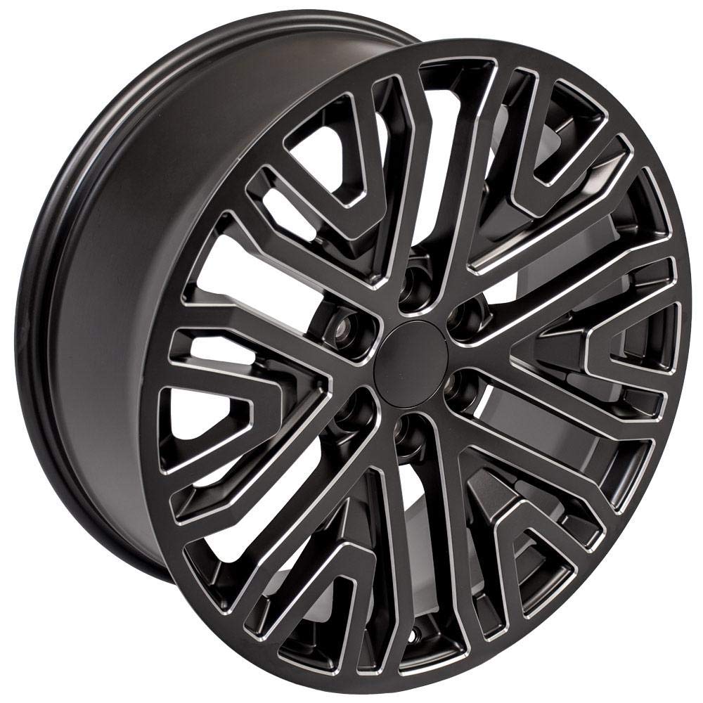 22 Inch OE Wheels CV37 Rim Fits Sierra 1500 Style 6x139.7 22x9 Satin Black with Milled Edge - Hollander 5906 (1)