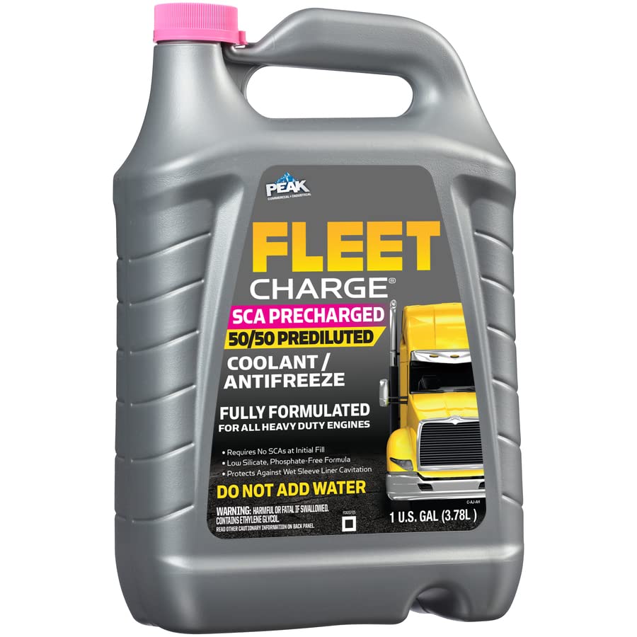 PEAK Charge Fleet SCA Precharged 50/50 Prediluted Antifreeze and Coolant for All Heavy Duty Engine Cooling Systems, 1 Gal.