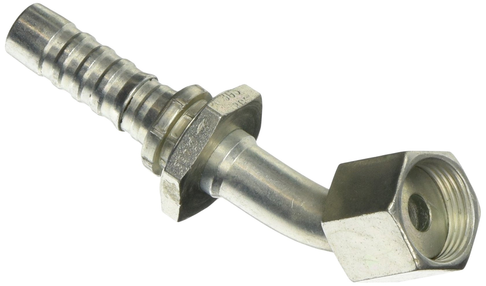 Gates GlobalSpiral 8GS-8FFORX45S Couplings, Female Flat-Face O-Ring Swivel, Zinc Plated Carbon Steel, 3.70", 45° Bent Tube, 1/2" ID