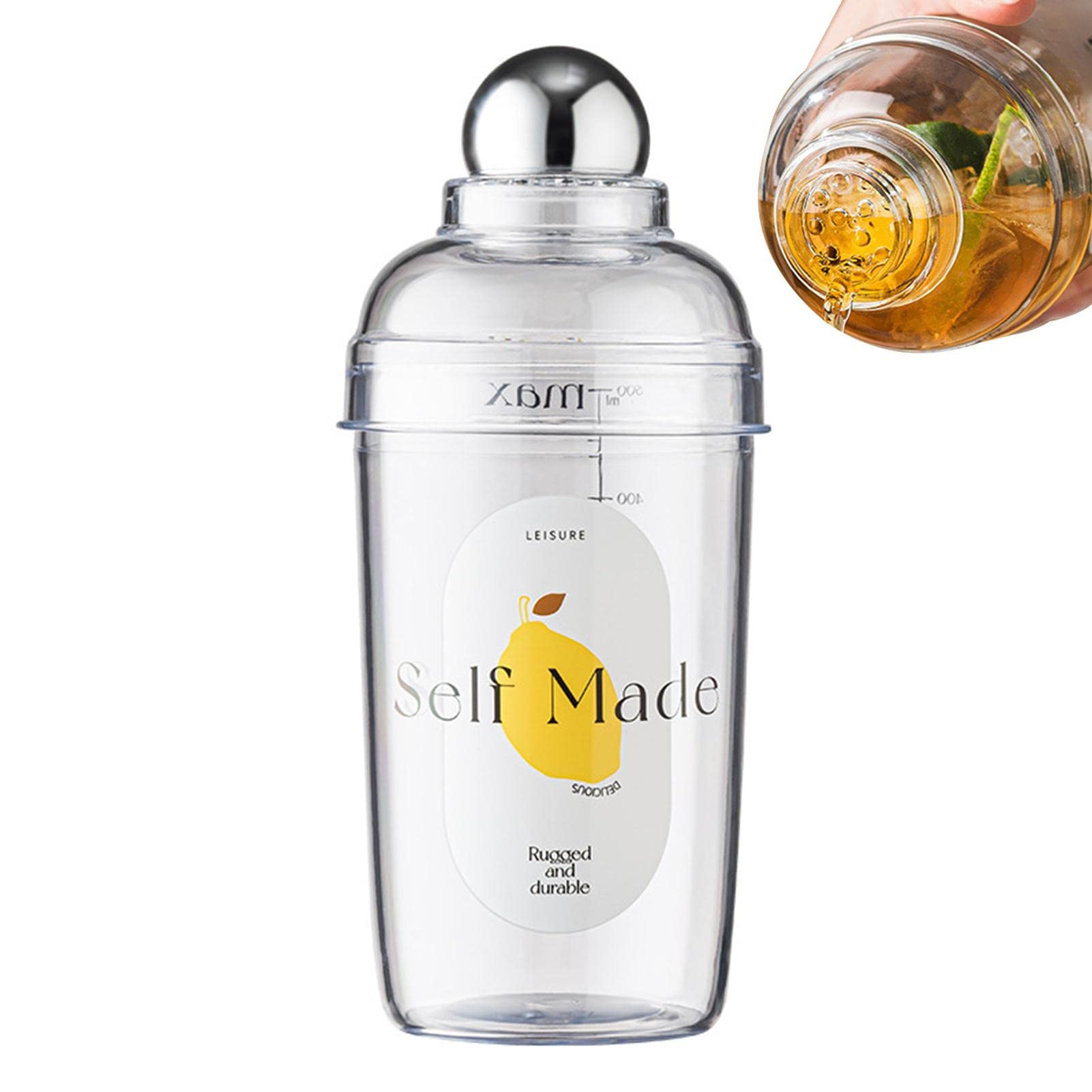 Cocktail Cup Shaker,Exquisite Manual Drink Mixing Boba Tea 500ml | Food Grade Cocktail Mixing Glass, Professional Margarita Mixer, Aakg