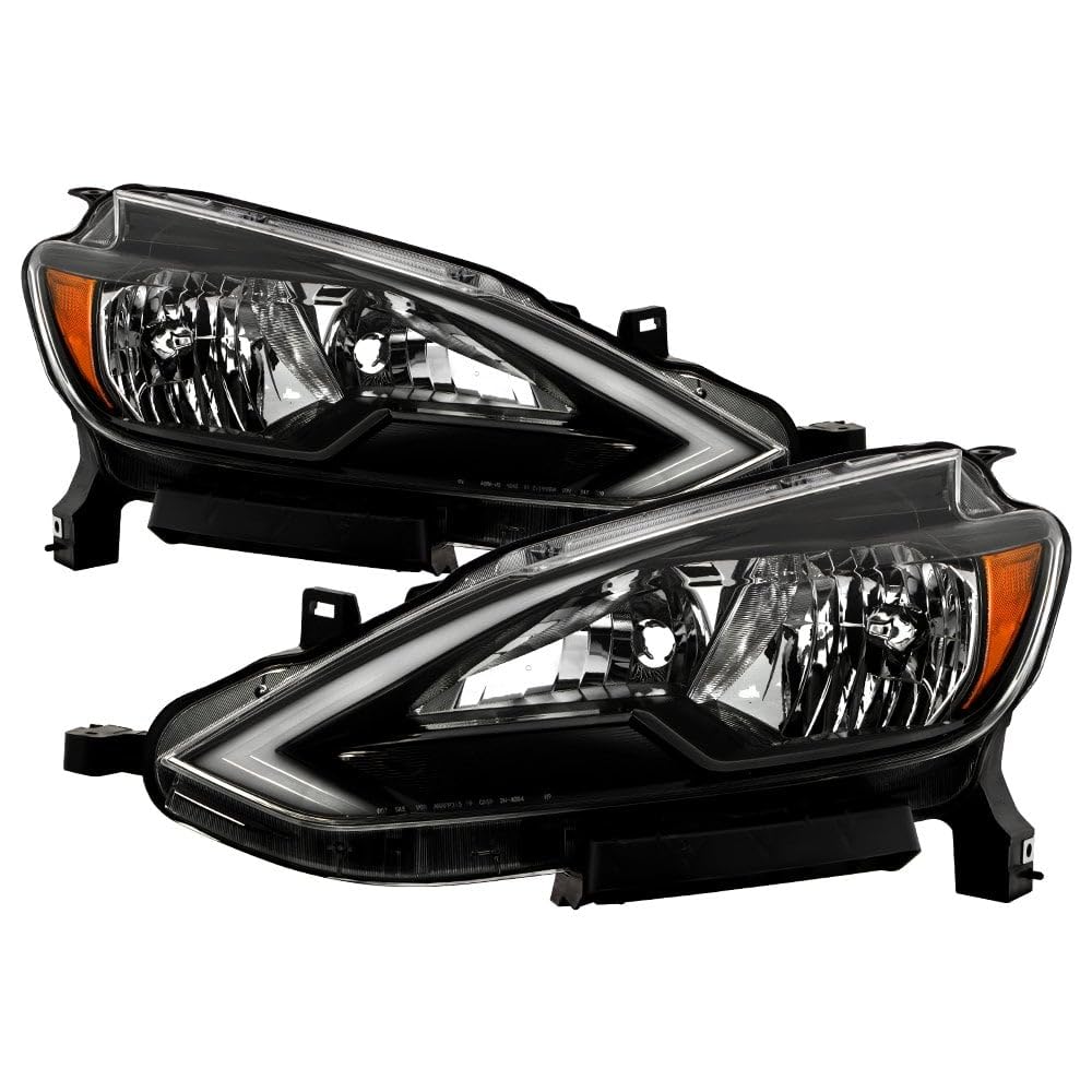 Nissan Sentra 16-19 Spyder (xTune) Halogen w/LED DRL Headlights - Low Beam-H11(Included) ; High Beam-H9(Included) ; Signal-LED - Black Set