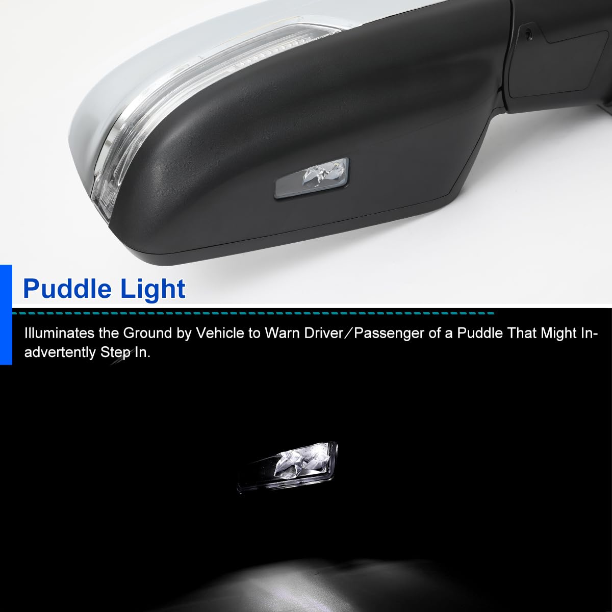 Power Spec-D Tuning Chrome Heated + LED Signal + Blind Spot Monitor BSM Right Passenger Side Mirror Compatible with 2019-2024 Ram 1500