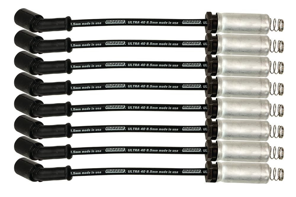 Moroso Black Ultra 73746 40 8.5mm Wire Set, Fits GM LS 4.8/5.3/6.0/6.2L Engines, 11" Length, w/Heatshields