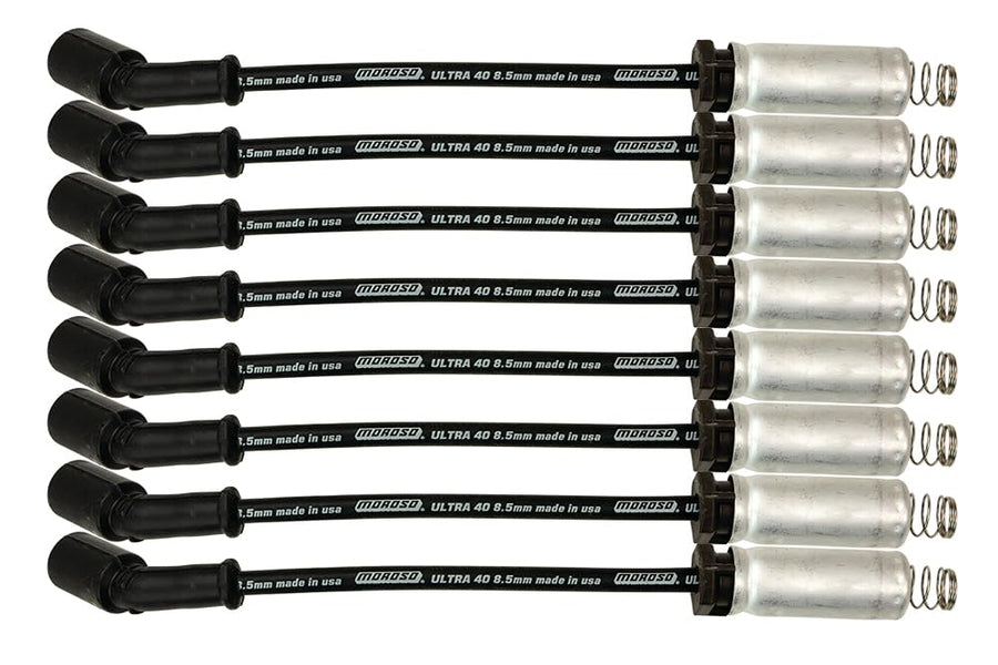 Moroso Black Ultra 73746 40 8.5mm Wire Set, Fits GM LS 4.8/5.3/6.0/6.2L Engines, 11" Length, w/Heatshields