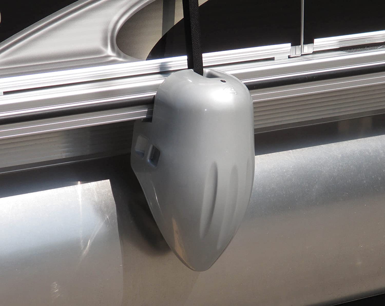 Taylor Made Fender for Boats Pontoon, Molded-In Ridge Hook Design, Contoured Shape Hugs Rail Profile, Securing Straps Included, American Made, Silver Mist – 2020108238 9" x 16"