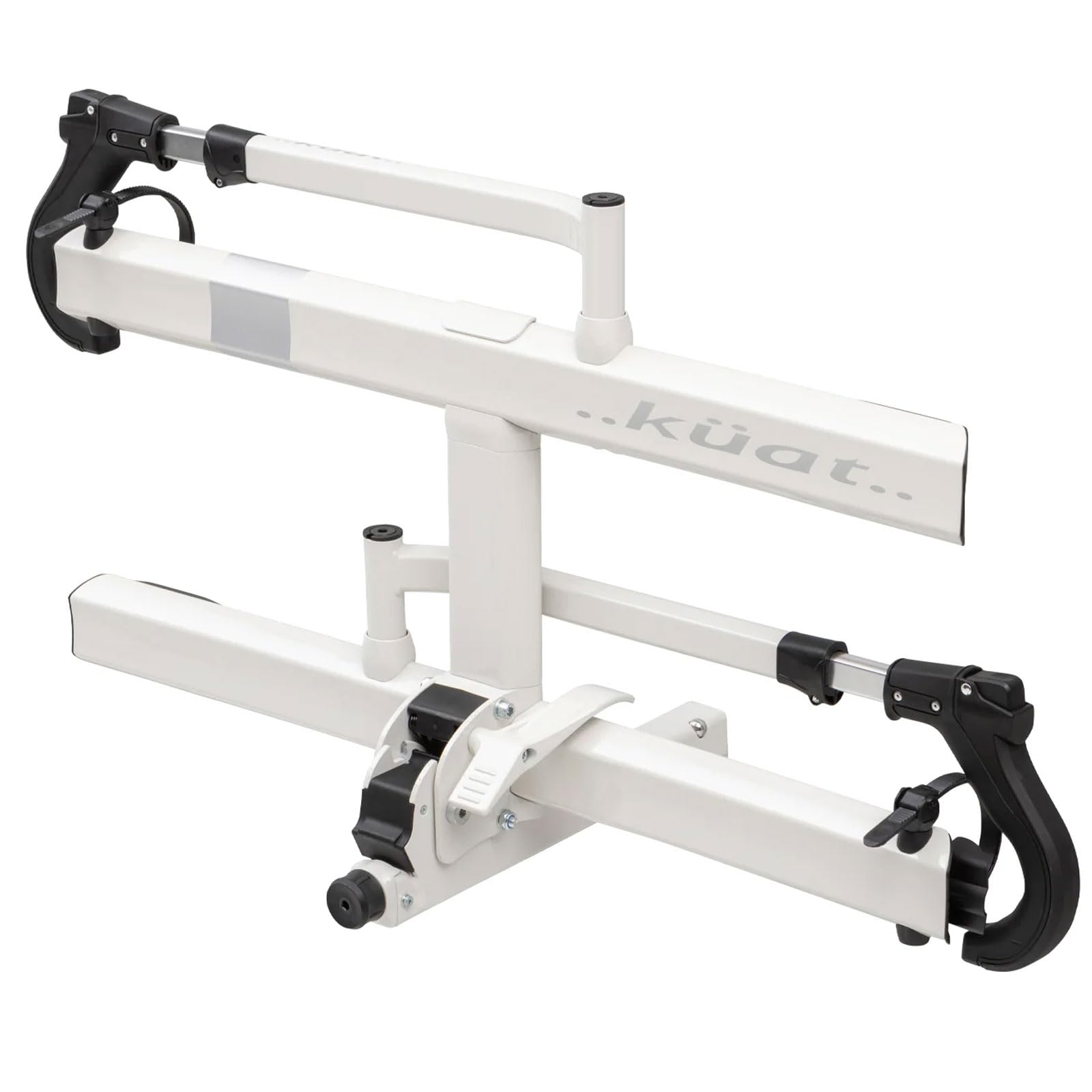 Sherpa 2.0 KUAT Durable Lightweight Aluminum Compact 2 Bike Transporting Hitch Rack with Cable Lock & Foldable Tire Cradles | Capacity - 40 Lbs per Tray, Pearl & Silver Anodize, 2"