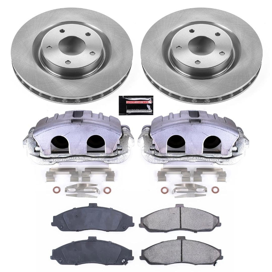 Power Stop Autospecialty KCOE1417B Replacement Front Caliper Kit-Rotors, Ceramic Brake Pads, Calipers For Chevrolet Corvette 2005-2013 [Model Specific]