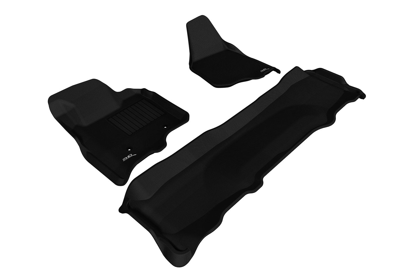 3D MAXpider Kagu Custom Fit Floor Mat (Black) for 2011-2012 Ford F-250 / F-350 / F-450 SUPERCREW - 1ST Row 2ND Row