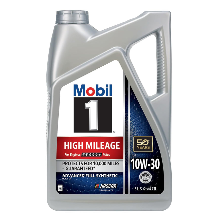 High Mileage Mobil 1 Full Synthetic Motor Oil 10W-30, 5 Quart