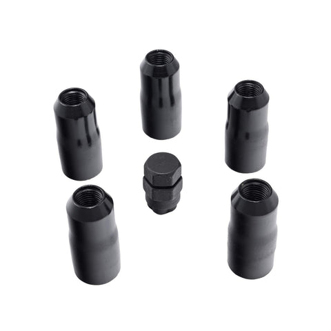 Wheel Lock Nut Set | Rugged Ridge, 5 Nuts w/Key, Black, M14-1.5 | 16715.34