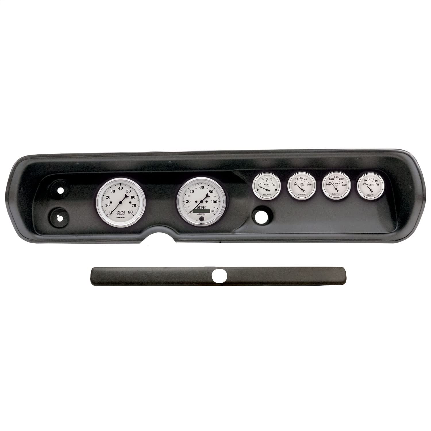 AutoMeter Dash Kit Direct Fit, (3 3/8" X2, 2 1/16" X4), Chevy Chevelle 64-65, Old-TYME White (2929-08)