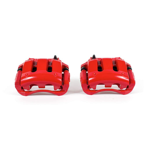 Power Stop S4928B Front Pair of High-Temp Red Powder Coated Calipers for Ford Mustang 2011-2014 [Model Specific]